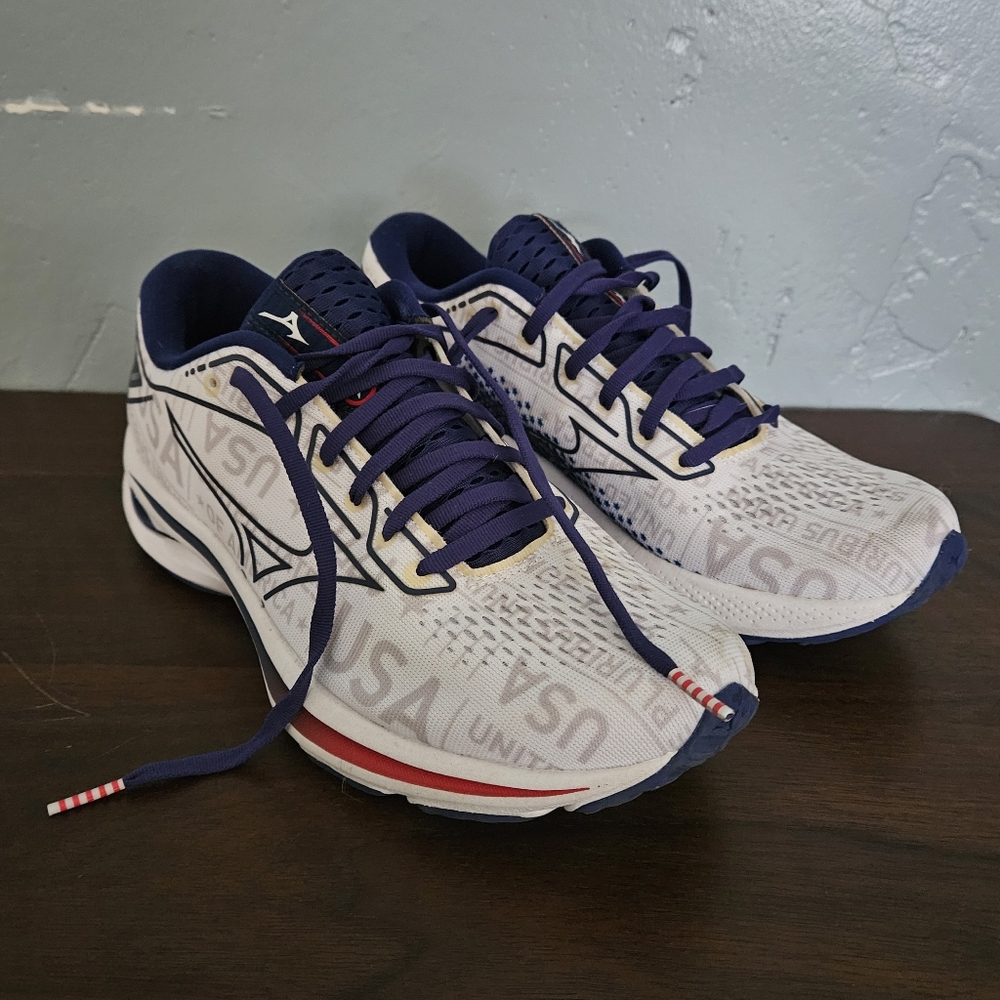 Mizuno Women's Wave Rider 25 1776 Running Shoes White/Blue